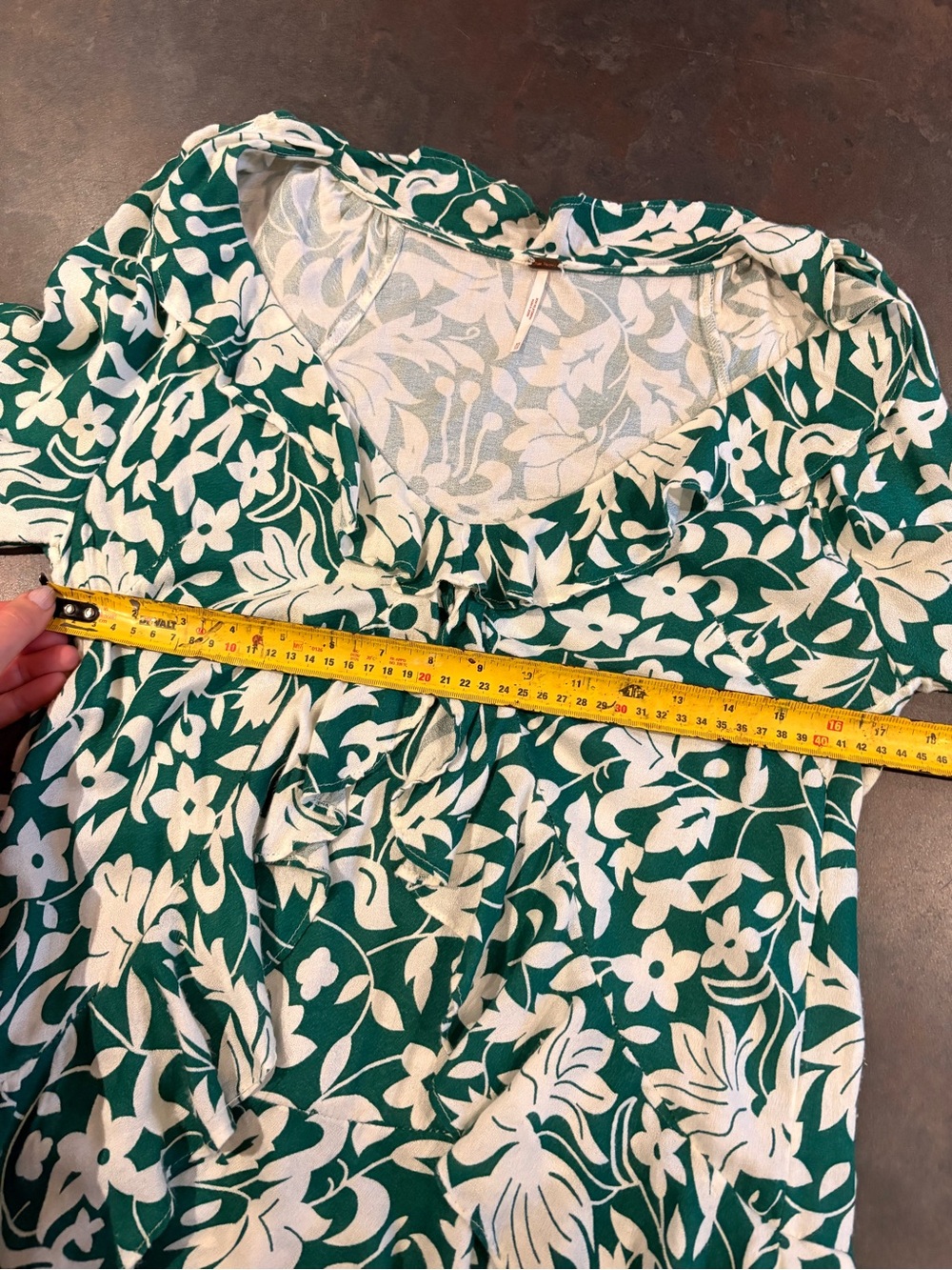 Free People Green & White Floral Tiered V-Neck Mini Dress XS - Picture 10 of 11